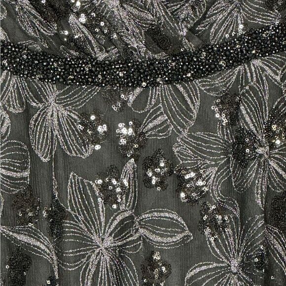 Mac Duggal 67541 Black Floral Sequin Long Sleeve Cocktail Dress| Size 16W - Picture 5 of 12